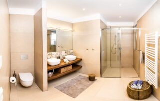 Badezimmer in der Ferienwohnung am Hangar 19 in Schwerin